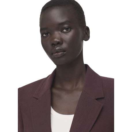 Blazer bordeaux uni pourvu d'une coupe droite et d'un col à revers - Image 6