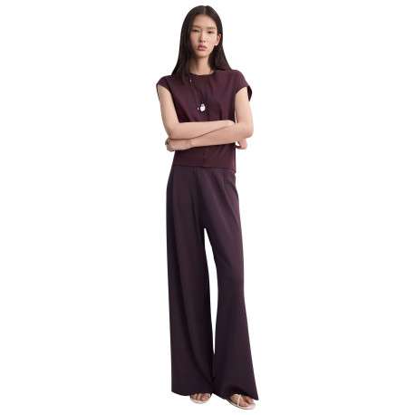 Pantalon chino en coton bordeaux uni pourvu d'une coupe bootcut - Image 2
