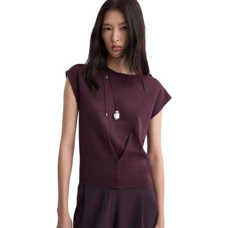 Pantalon chino en coton bordeaux uni pourvu d'une coupe bootcut - Image 6