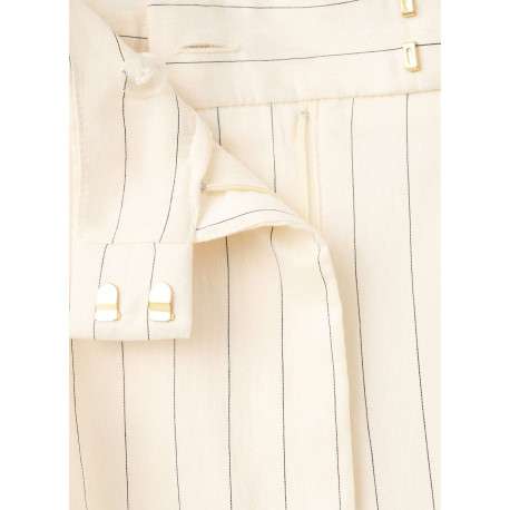 Pantalon chino beige à rayures pourvu d'une coupe bootcut et d'une taille haute - Image 6