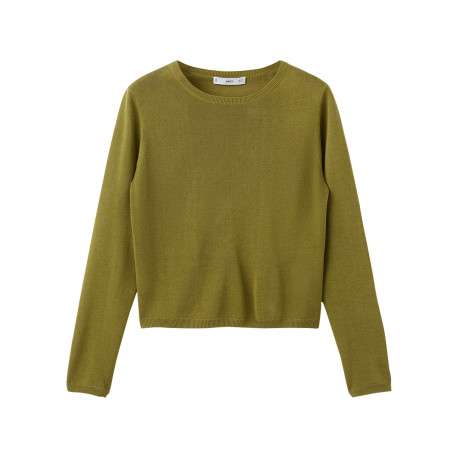 Pull vert uni pourvu d'une coupe droite et de manches longues