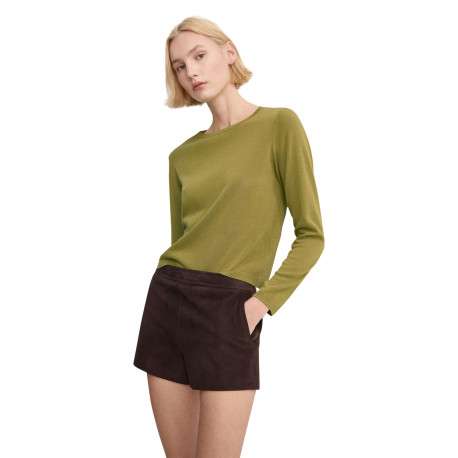 Pull vert uni pourvu d'une coupe droite et de manches longues - Image 2