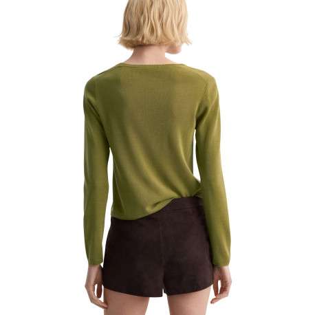 Pull vert uni pourvu d'une coupe droite et de manches longues - Image 3