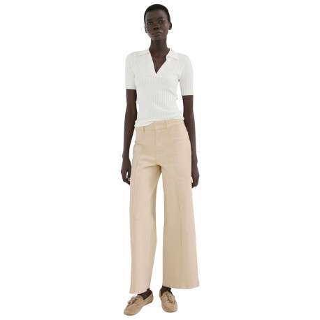 Pantalon chino en coton beige uni pourvu d'une coupe droite - Image 2
