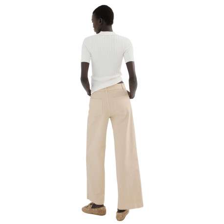 Pantalon chino en coton beige uni pourvu d'une coupe droite - Image 3