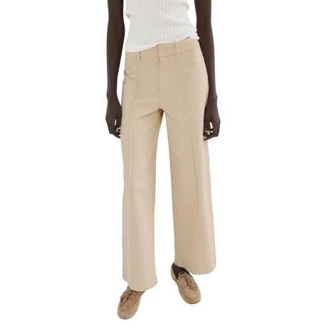 Pantalon chino en coton beige uni pourvu d'une coupe droite - Image 4