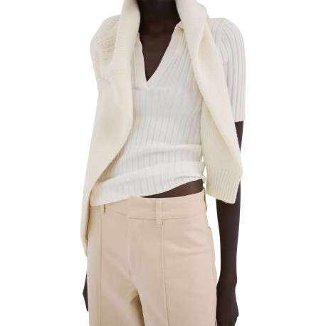 Pantalon chino en coton beige uni pourvu d'une coupe droite - Image 5