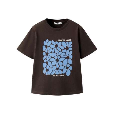 T-shirt en coton chocolat uni pourvu d'un col rond et d'une coupe droite