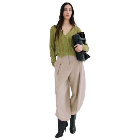 Cardigan olive uni pourvu d'une coupe droite et de manches longues - Image 4