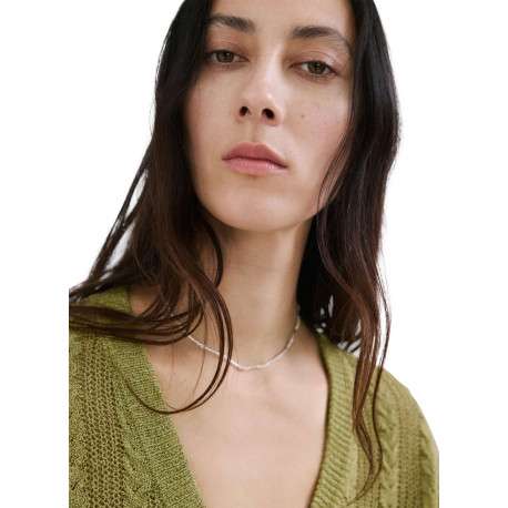 Cardigan olive uni pourvu d'une coupe droite et de manches longues - Image 6