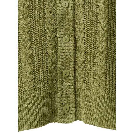 Cardigan olive uni pourvu d'une coupe droite et de manches longues - Image 8
