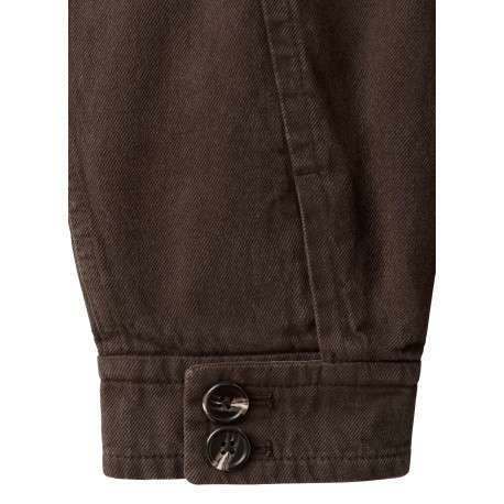 Blouson en lin marron uni pourvu d'une coupe oversize et d'un col montant - Image 8