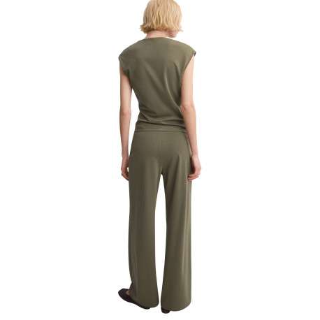Pantalon chino kaki uni pourvu d'une coupe bootcut et d'une taille haute - Image 3