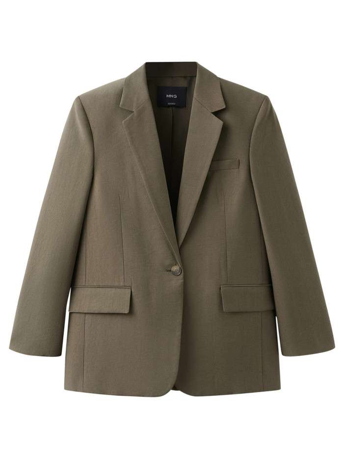 Blazer en coton kaki uni...