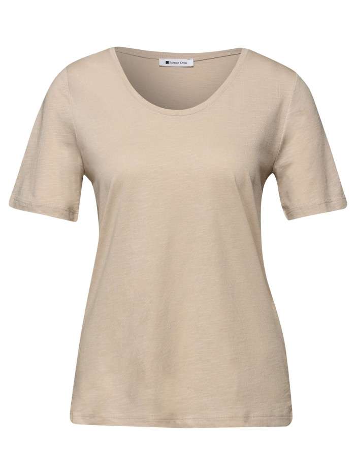 T-shirt beige uni pourvu...