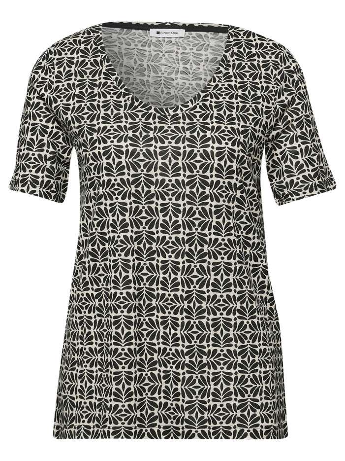 T-shirt beige à motifs...