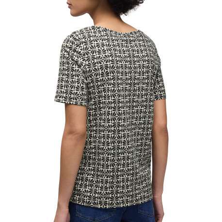 T-shirt beige à motifs pourvu d'un col rond et de manches courtes - Image 4