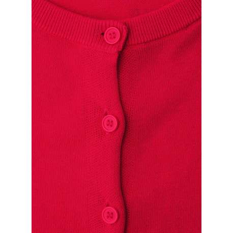 Gilet rouge uni pourvu d'un col rond et d'une fermeture boutonnée - Image 2