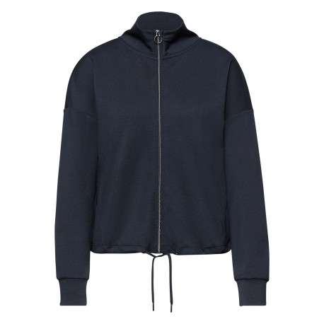 Gilet marine uni pourvu d'une coupe droite et de manches longues