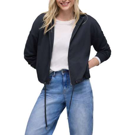 Gilet marine uni pourvu d'une coupe droite et de manches longues - Image 3