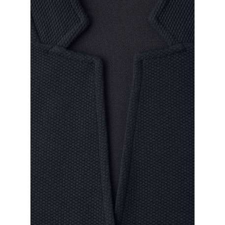 Gilet marine uni pourvu d'un col montant et de manches longues - Image 2