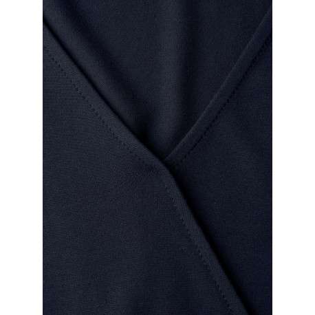 Robe longue marine unie pourvue d'une coupe cintrée et de manches courtes - Image 2