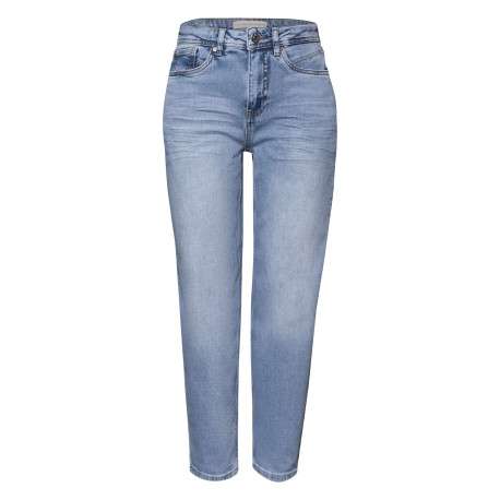 Jean en coton stone uni pourvu d'une coupe droite et d'une taille haute