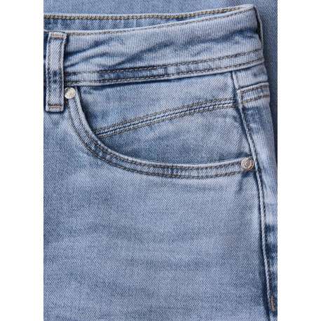 Jean en coton stone uni pourvu d'une coupe droite et d'une taille haute - Image 2