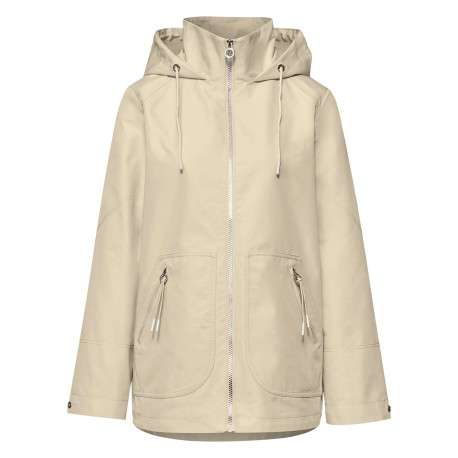 Parka beige unie pourvue d'une coupe droite et d'une capuche