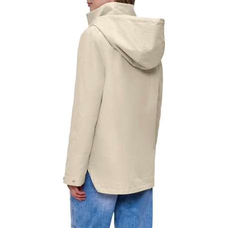 Parka beige unie pourvue d'une coupe droite et d'une capuche - Image 4