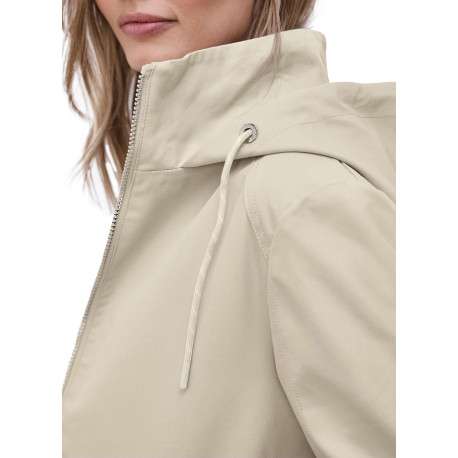 Parka beige unie pourvue d'une coupe droite et d'une capuche - Image 7