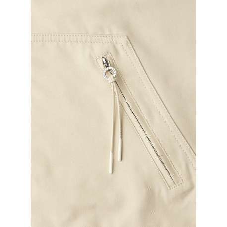 Parka beige unie pourvue d'une coupe droite et d'une capuche - Image 8