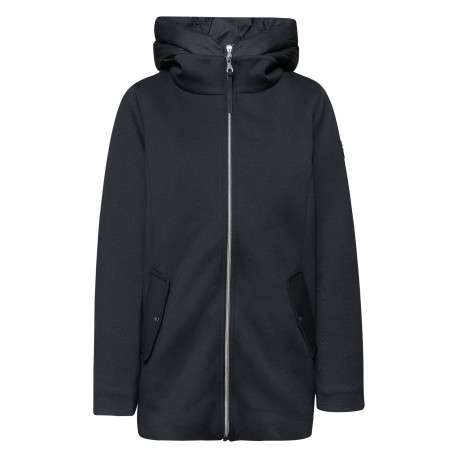 Parka bleue unie pourvue d'une coupe droite et d'une capuche