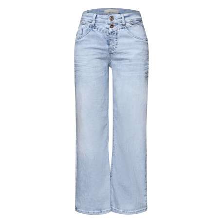Jean en coton mélangé stone uni pourvu d'une coupe large et de multiples poches