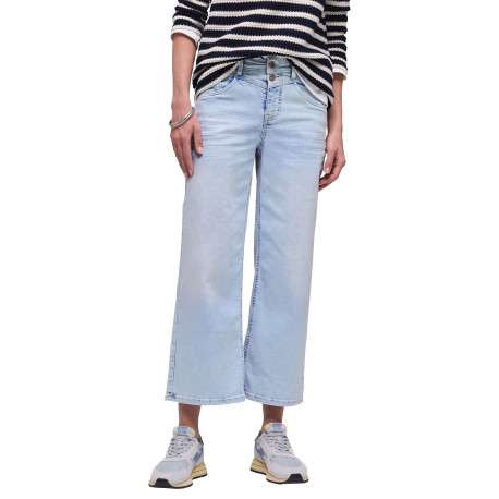 Jean en coton mélangé stone uni pourvu d'une coupe large et de multiples poches - Image 3