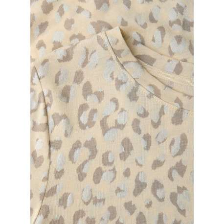 T-shirt beige animalier pourvu d'un col rond et de manches courtes - Image 2