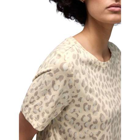 T-shirt beige animalier pourvu d'un col rond et de manches courtes - Image 6