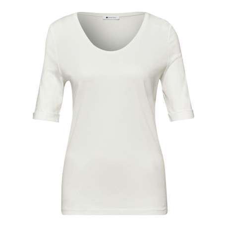 T-shirt blanc uni pourvu d'un col rond et de manches courtes