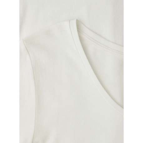 T-shirt blanc uni pourvu d'un col rond et de manches courtes - Image 2