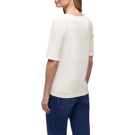 T-shirt blanc uni pourvu d'un col rond et de manches courtes - Image 4