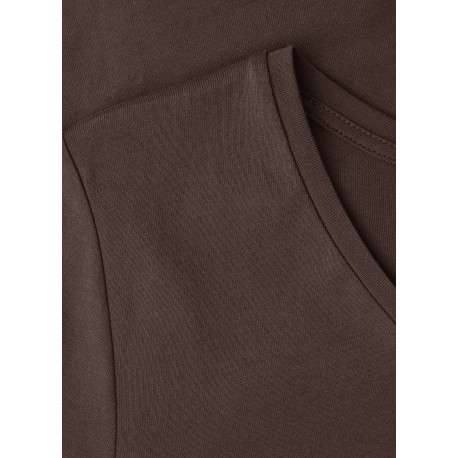 T-shirt marron uni pourvu d'un col rond et de manches courtes - Image 2