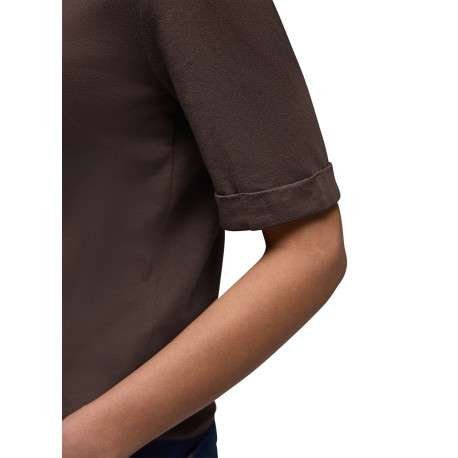 T-shirt marron uni pourvu d'un col rond et de manches courtes - Image 7