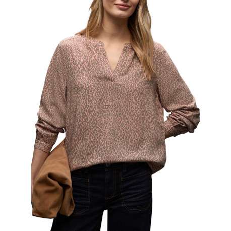Blouse peche animalier pourvue d'une coupe droite et de manches longues - Image 3