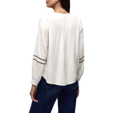 Blouse blanche unie pourvue d'une coupe droite et de manches longues - Image 4