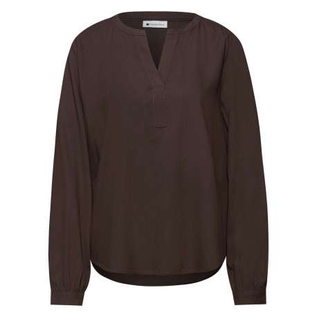 Blouse marron unie pourvue d'une coupe et de manches longues