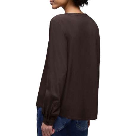 Blouse marron unie pourvue d'une coupe et de manches longues - Image 4