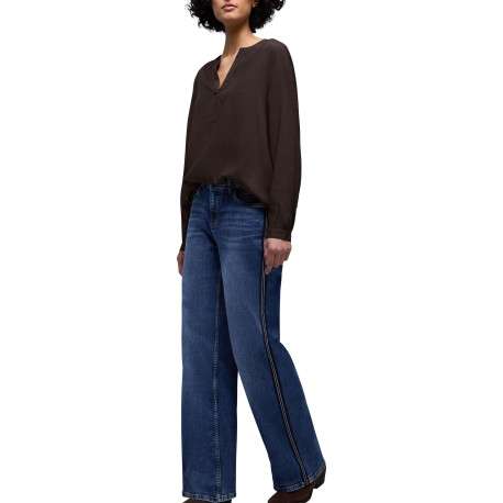 Blouse marron unie pourvue d'une coupe et de manches longues - Image 5