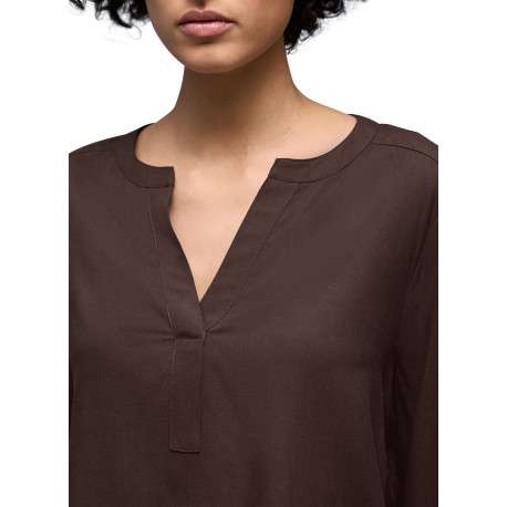 Blouse marron unie pourvue d'une coupe et de manches longues - Image 7