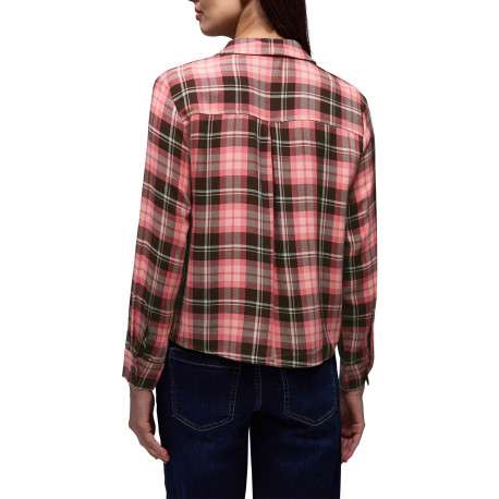 Blouse corail tartan pourvue d'une coupe droite et d'un col français - Image 4