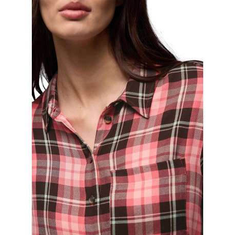 Blouse corail tartan pourvue d'une coupe droite et d'un col français - Image 7
